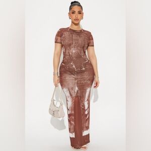 Fashion Nova Brown Maxi Dress